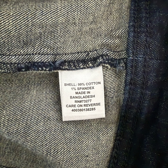 ELLE Women's Large Denim Jean Jacket Dark Blue Wash Cotton Stretch Pockets - Picture 7 of 8